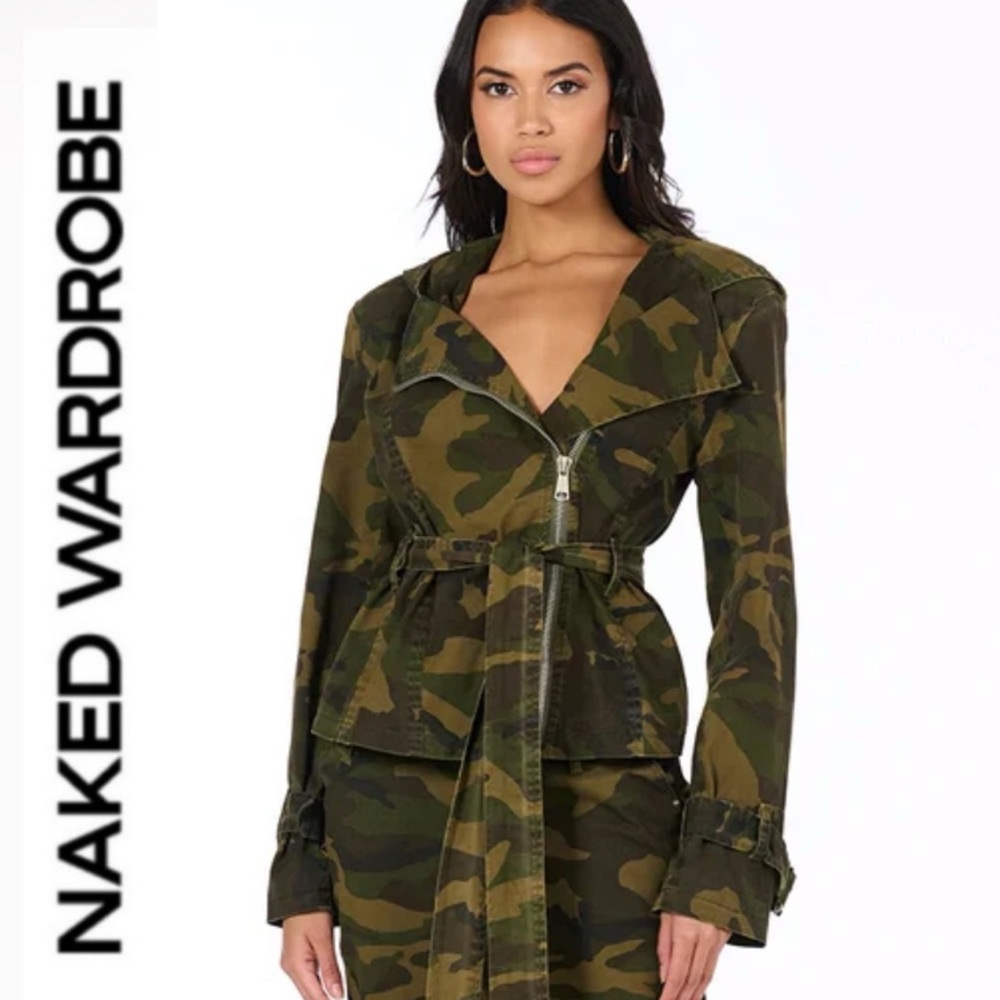 Naked wardrobe 💚🤎 Camo hooded jacket | NWT || XS